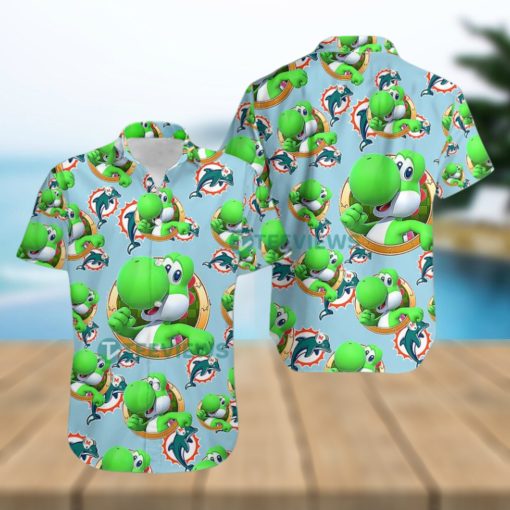 Yoshi Mario Miami Dolphins Nfl Light Bue Hawaiian Shirt Print