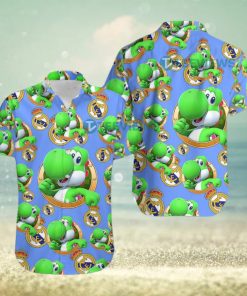 Yoshi Mario Real Madrid Fc Blue Tropical Button Down Shirt