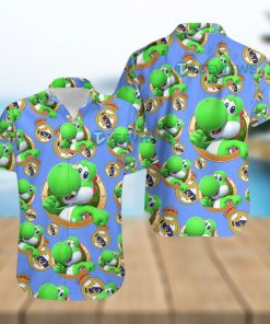Yoshi Mario Real Madrid Fc Blue Tropical Button Down Shirt