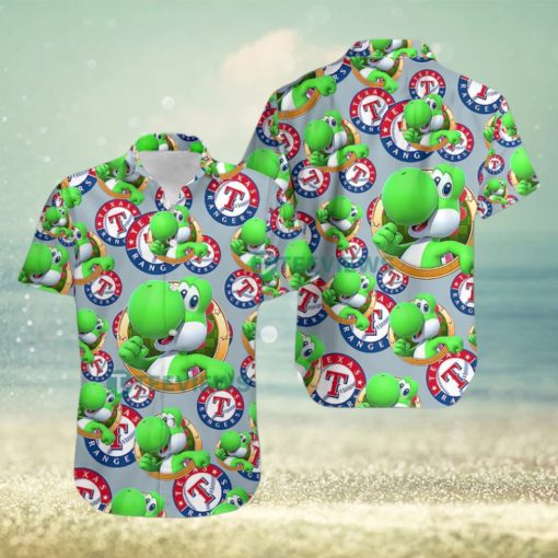 Yoshi Mario Texas Rangers Grey Top Gun Hawaiian Shirt