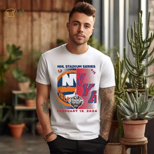Youth New York Islanders vs. New York Rangers Heather Gray 2024 NHL Stadium Series Matchup T Shirt
