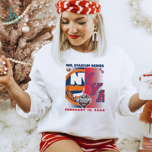 Youth New York Islanders vs. New York Rangers Heather Gray 2024 NHL Stadium Series Matchup T Shirt