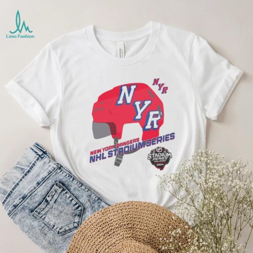 Youth New York Rangers White 2024 NHL Stadium Series Helmet Logo T Shirt