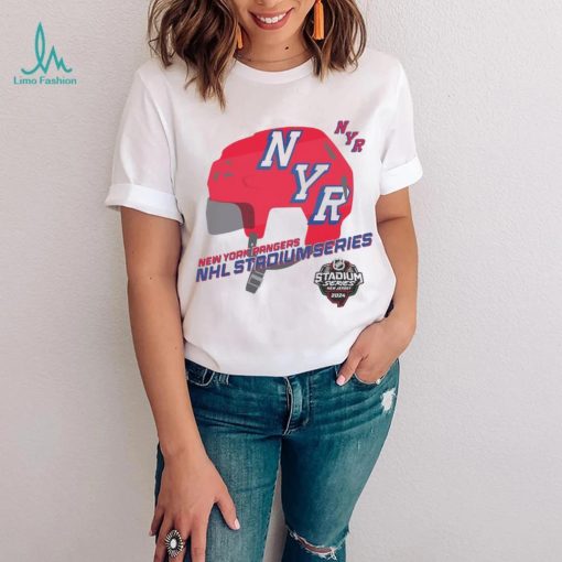 Youth New York Rangers White 2024 NHL Stadium Series Helmet Logo T Shirt