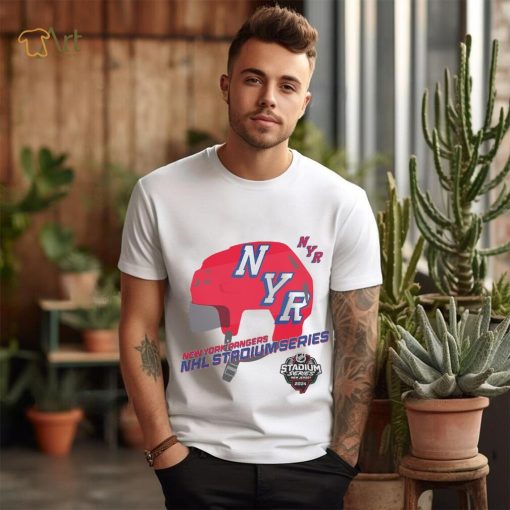 Youth New York Rangers White 2024 NHL Stadium Series Helmet Logo T Shirt