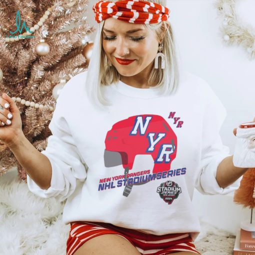 Youth New York Rangers White 2024 NHL Stadium Series Helmet Logo T Shirt