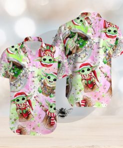 Yuletide Groove Baby Yoda Christmas Tropical Print Hawaiian Shirt Extravaganza