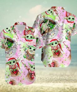 Yuletide Groove Baby Yoda Christmas Tropical Print Hawaiian Shirt Extravaganza