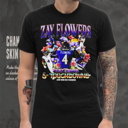 Zay Flowers Baltimore Ravens first downs and touchdowns give him flowers vintage shirt