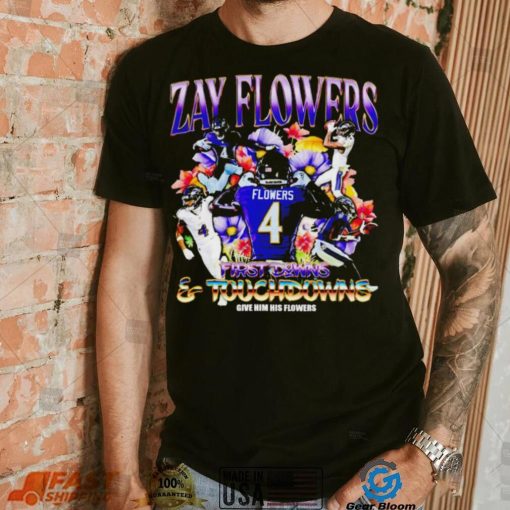 Zay Flowers Baltimore Ravens first downs and touchdowns give him flowers vintage shirt