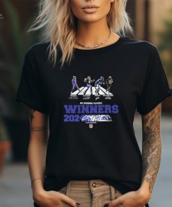 baltimore Ravens Is Winners 2023 2024 AFC Divisional Playoffs Jan 20 2024 Levi’s Stadium Team Members NFL Logo Abbey Road Signatures T Shirt
