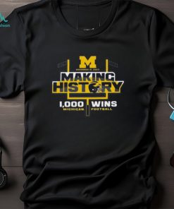 blue 84 Michigan Wolverines Making History 1000 Wins T Shirt