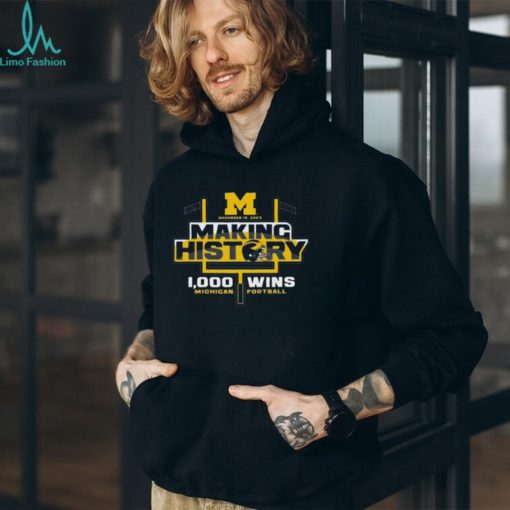 blue 84 Michigan Wolverines Making History 1000 Wins T Shirt