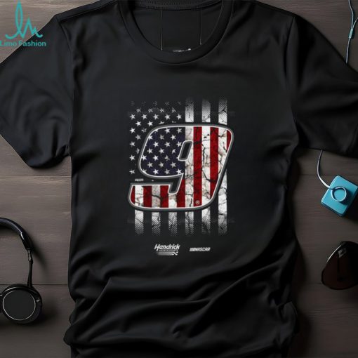 chase Elliott 2024 Patriotic Flag #9 Charcoal T Shirt