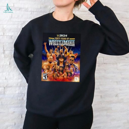 wWE 2K24 Forty Years Of Wrestlemania Edition All Legends Icons Superstar Game Cover Poster Shirt
