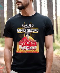 2024 God first family second then Chiefs football shirt