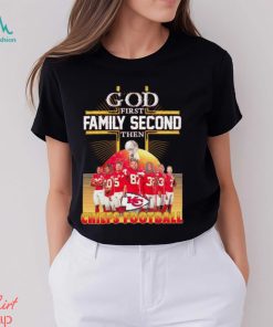 2024 God first family second then Chiefs football shirt
