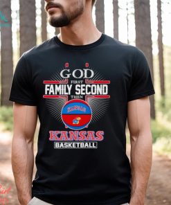 2024 God first family second then Kansas basketball shirt