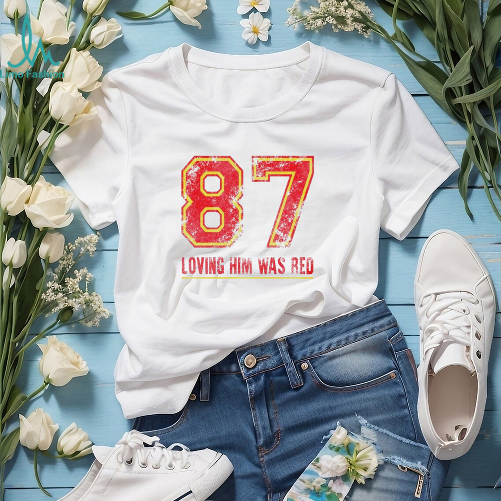 87 loving him was red Travis Kelce Kansas City Chiefs retro shirt 87 loving him was red Travis Kelce Kansas City Chiefs retro shirt