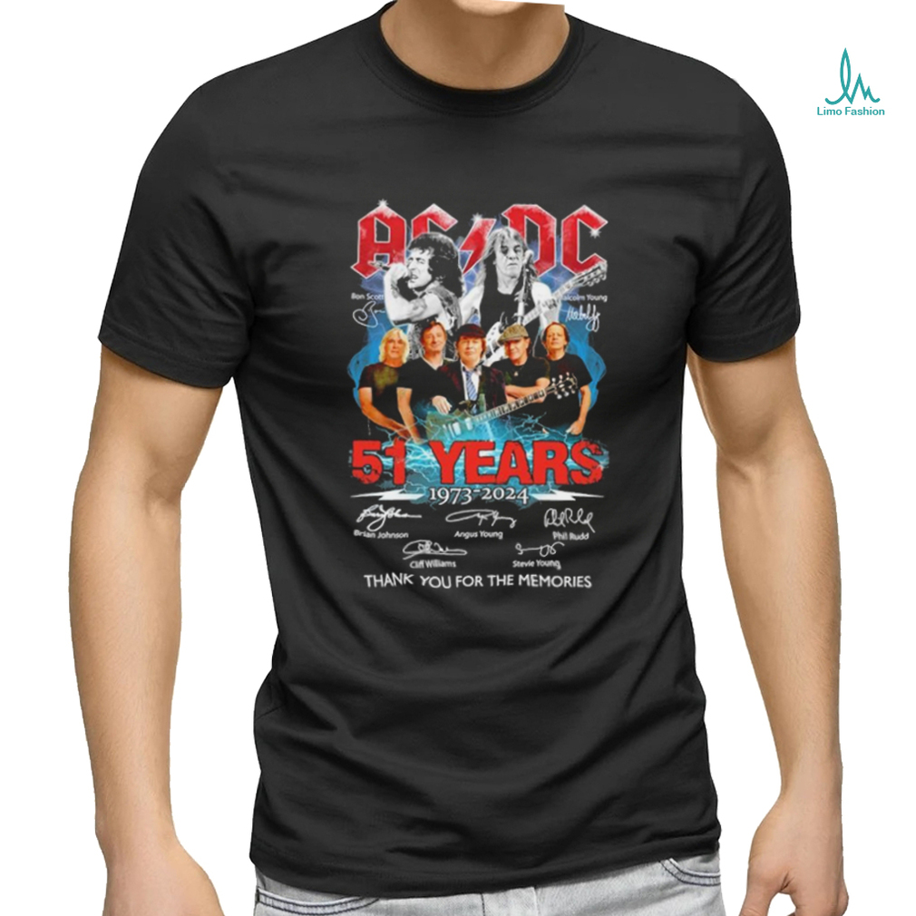 AC DC 51 years 1973 2024 team music signature thank you for the memories shirt AC DC 51 years 1973 2024 team music signature thank you for the memories shirt