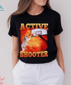 Active Shooter Funny Basketball Raccoon Meme shirt