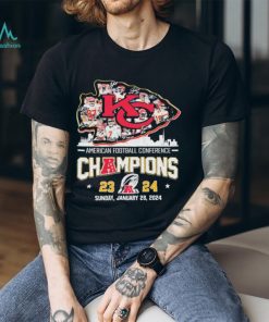 American Football Conference Champions 2024 Kansas City Chiefs Skyline Logo Players Signatures Shirt
