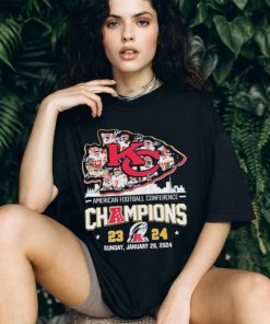 American Football Conference Champions 2024 Kansas City Chiefs Skyline Logo Players Signatures Shirt