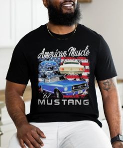 American muscle mustang 67 american flag shirt