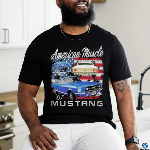 American muscle mustang 67 american flag shirt