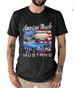American muscle mustang 67 american flag shirt