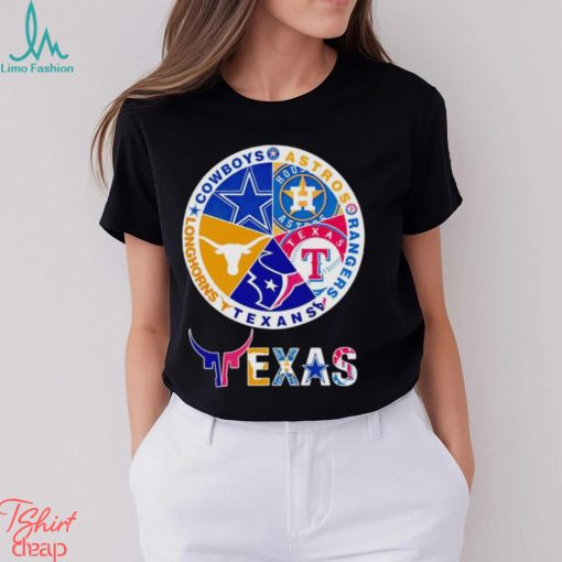 Astros Rangers Texans Longhorns Cowboys Texas logo shirt