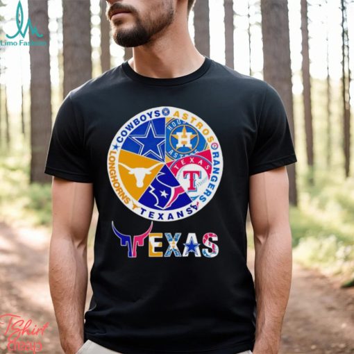 Astros Rangers Texans Longhorns Cowboys Texas logo shirt