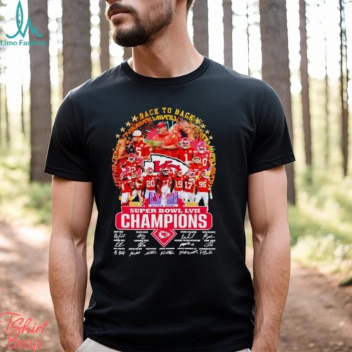 Back to back 2023 2024 Super Bowl LVIII Champions Kansas City Chiefs signatures shirt