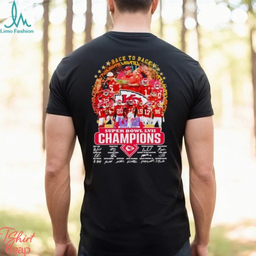 Back to back 2023 2024 Super Bowl LVIII Champions Kansas City Chiefs signatures shirt