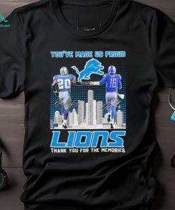 Barry Sanders And Jared Goff You’ve Made Us Proud Detroit Lions Thank You For The Memories Signatures Shirt