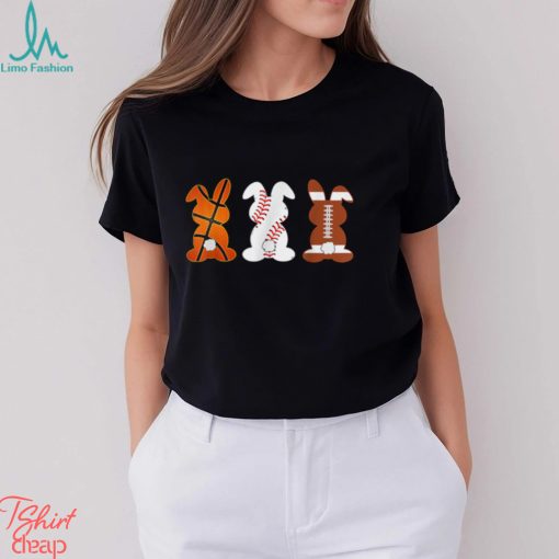 Basketball Baseball Football Sports Easter Bunny Rabbits T Shirt
