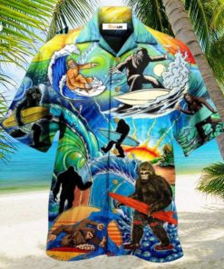 Bigfoot Loves Cool Surfing Hawaiian Shirt