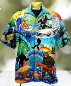 Bigfoot Loves Cool Surfing Hawaiian Shirt