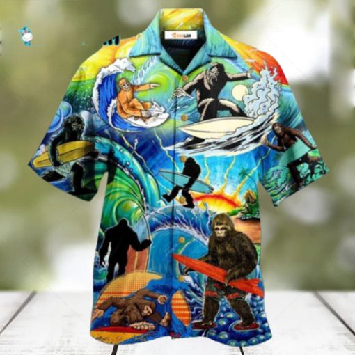 Bigfoot Loves Cool Surfing Hawaiian Shirt