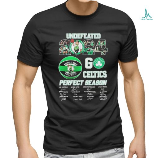 Boston Celtics Undefeated 2024 Go Celtics Perfect Season Signatures Shirt