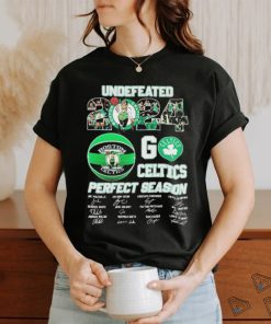 Boston Celtics Undefeated 2024 Go Celtics Perfect Season Signatures Shirt