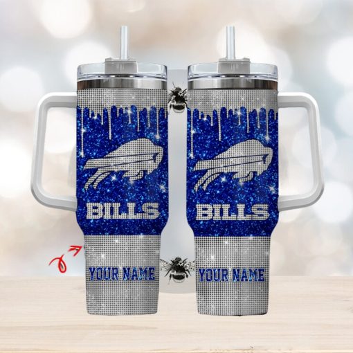 Buffalo Bills Personalized NFL Glitter and Diamonds Bling 40oz Stanley Tumbler