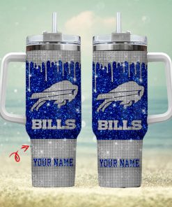 Buffalo Bills Personalized NFL Glitter and Diamonds Bling 40oz Stanley Tumbler