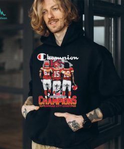 Champion Travis Kelce Patrick Mahomes And Isiah Pacheco Kansas City Chiefs AFC Champions Signatures Shirt