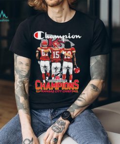 Champion Travis Kelce Patrick Mahomes And Isiah Pacheco Kansas City Chiefs AFC Champions Signatures Shirt