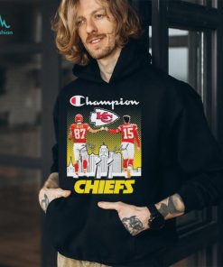 Champions Travis Kelce And Patrick Mahomes Kansas City Chiefs Super Bowl LVIII Signatures Shirt