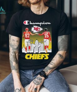 Champions Travis Kelce And Patrick Mahomes Kansas City Chiefs Super Bowl LVIII Signatures Shirt