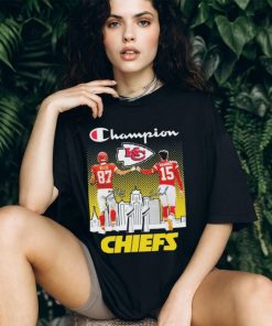 Champions Travis Kelce And Patrick Mahomes Kansas City Chiefs Super Bowl LVIII Signatures Shirt
