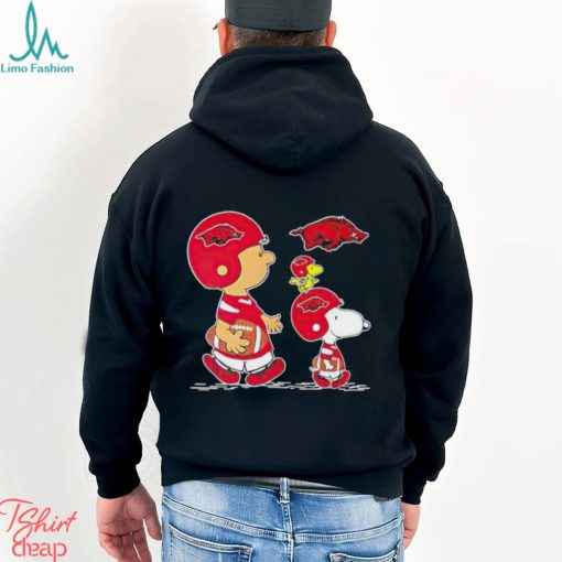 Charlie Brown Snoopy And Woodstock Arkansas Razorbacks Football shirt