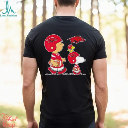 Charlie Brown Snoopy And Woodstock Arkansas Razorbacks Football shirt